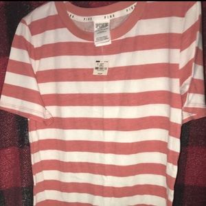 Vs pink 2 XS basic striped tee & long sleeve white tee bundle